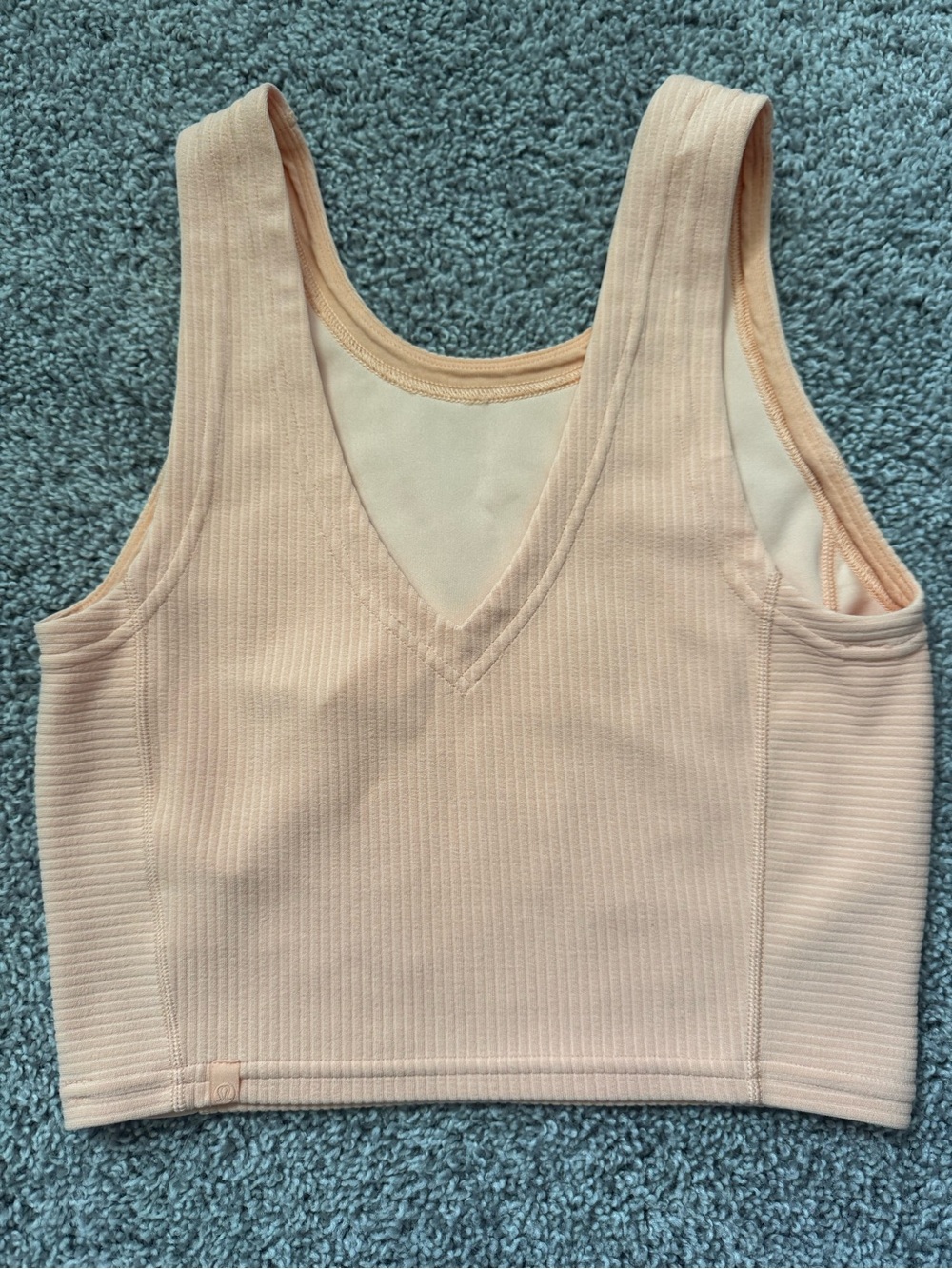 Lululemon Power Pivot V-Neck Peach Crop Tank Size 2
